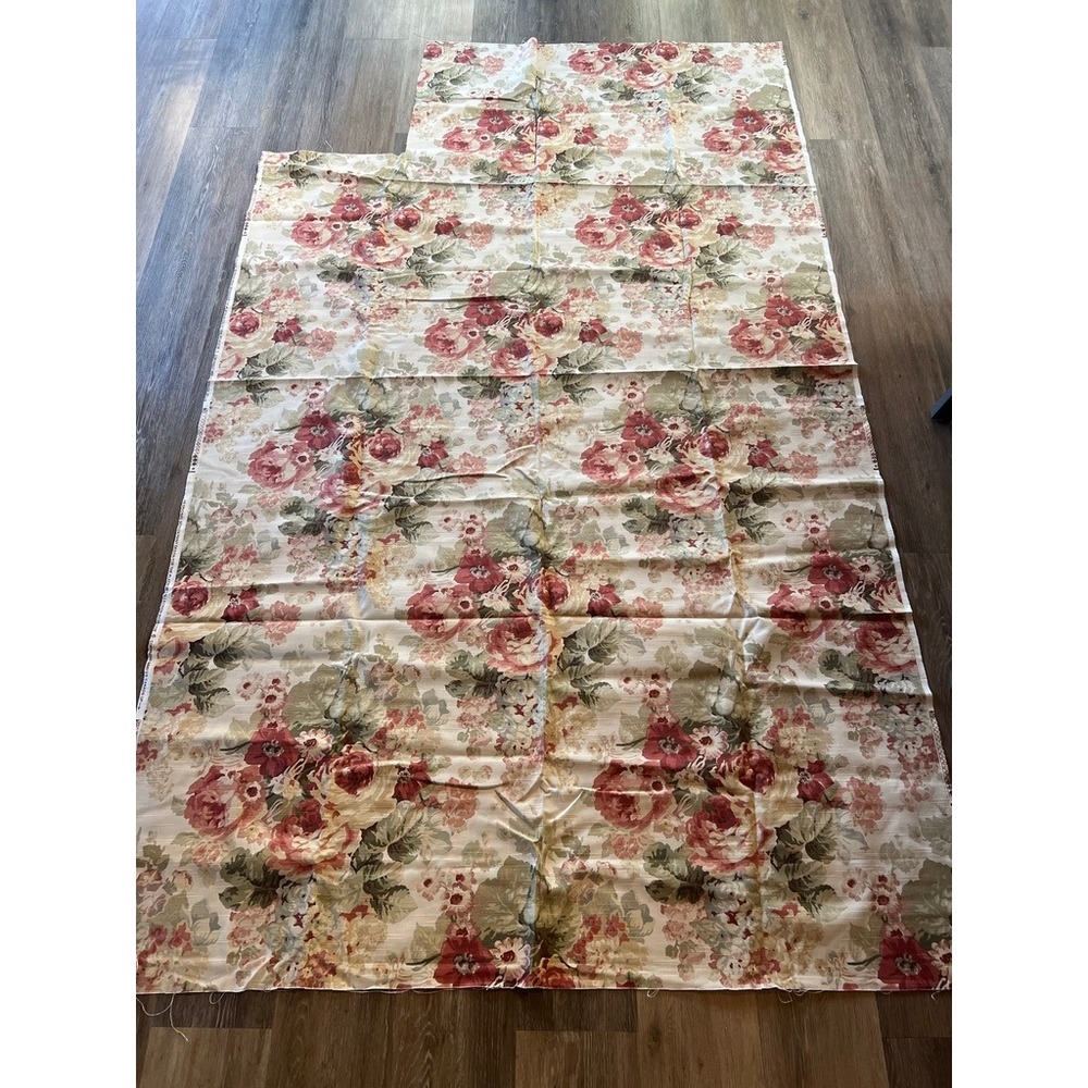 Richloom Floral Fabric 2.7 Yards Burgundy Sage Cream Rose Cottagecore Textile